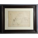 Manner of Alfred James Munnings (1878-1959): six comical narrative sketches, each numbered, pencil
