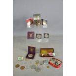 A quantity of coins to include commemorative examples, and a medal.