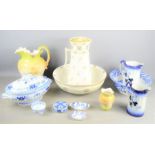 A group of Victorian ceramics to include washbowl and jug, tureen, jugs etc