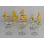 Six vintage Babycham glasses and a quantity of Babycham deer figures