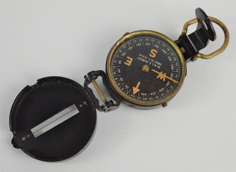A folding pocket compass by W & L.E Gurley, Troy, New York, U.S.A