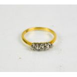 A 22ct gold and diamond five stone ring, M½, 2.4g.