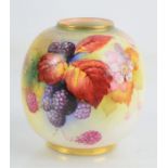 A Royal Worcester globular vase painted by Kitty Blake, 20th century, signed, 3ins high.