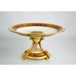 A Royal Worcester cake stand decorated in crimson and gilt decoration, circa 1890. A/F