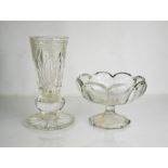 A 1930s glass vase and fruit bowl.