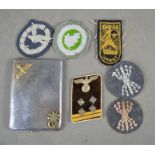 A group of WWI and WWII style patches to include mountain troop patch, air gunner and flight