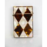 A 19th century mother of pearl and tortoiseshell card case.