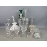 A quantity of Victorian glassware to include salts, decanter and other examples