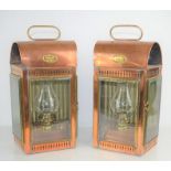 A pair of Davey and Co London Ltd copper ships cabin lanterns, 34cm