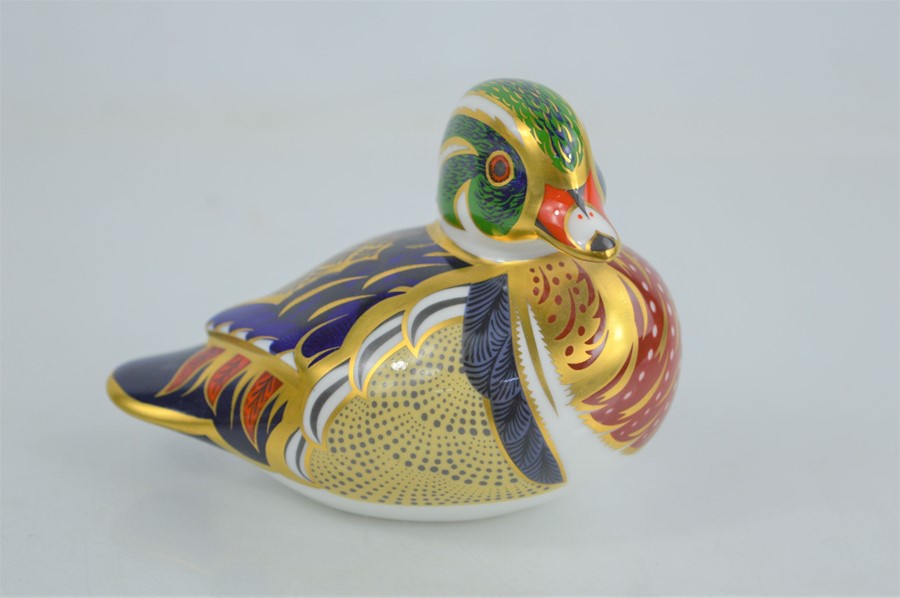 A Royal Crown Derby Carolina Duck with gold stopper