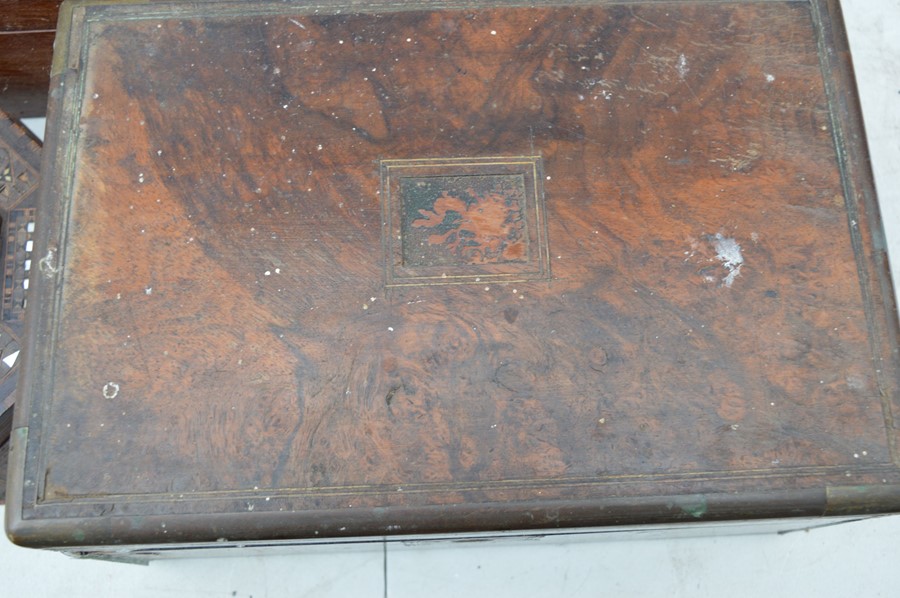 Two 19th century writing slops, a marquetry and mother of pearl inlaid box etc, a/f - Image 5 of 5