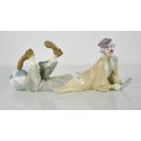 A Lladro figure of a clown 'Payaso Acostado, signed to the base and dated 9.17.86, 38cm long.