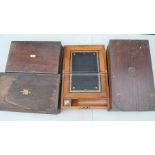 Four 19th century slopes / work boxes to include a brass inlaid example