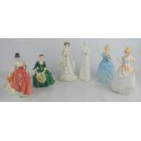 A group of porcelain Royal Doulton ladies to include HN3427, HN2835, HN228, HN2178, HN2470 and a