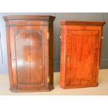 A 19th century oak corner cupboard with shell motif to front together with a mahogany example, 102cm