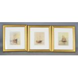 Ian Hudson [20th century]: Three watercolours depicting sailing ships.
