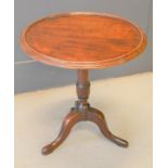 A 19th century mahogany tray top table, 63cm by 57cm diameter