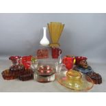 A selection of vintage glass ware to include glass furniture rests, Art Deco vase and a 19th century