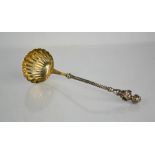 A silver plated Duhme & Co punch ladle, with female bust to the handle.