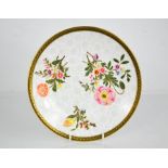 A Royal Worcester plate decorated with sprays of flowers, with a grey floral background, 23cm