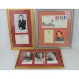 A group of framed autographs to include Margaret Thatcher, Vera Lynn, John Major, Harold Wilson