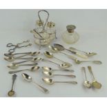 Six George III teaspoons, hallmarked George Gray together with a group of silver-plate to include