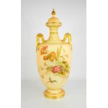 A fine large Royal Worcester vase circa 1890, painted with insects, butterflies and various