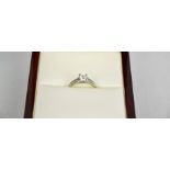 A platinum square cut diamond ring 0.71ct, colour H, clarity VS1 with GIA Certificate, 0.45ct