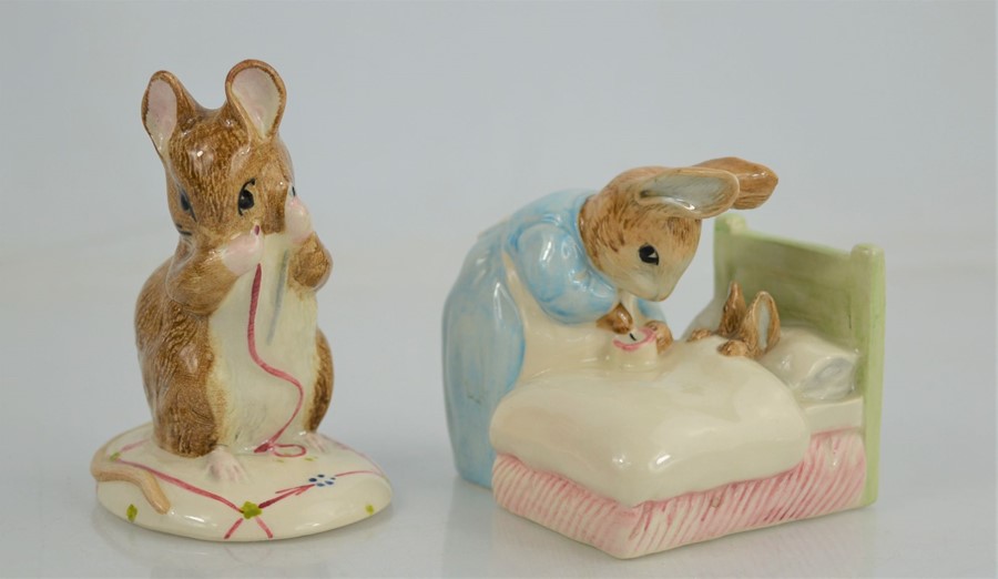 Two Royal Albert Beatrix Potter figures "No more Twist" and Peter in Bed"