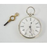 A 19th century Savory & Sons Cornhill London silver pocket watch with Roman numeral dial and key,