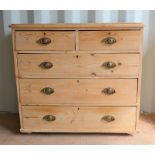 A Victorian pine chest of drawers with later handles, 98cm wide by 46cm depth by 92cm high