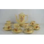 A Bramham pottery coffee set decorated with chinoiserie figures
