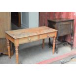 A Victorian mahogany side table with two drawers.