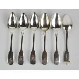 A set of six silver tea spoons, 3.23toz.