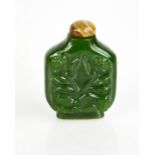 A Qing Dynasty Chinese green jade scent bottle.