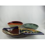 An Italian Murano pottery bowl and two further studio pieces,