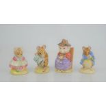 Four Royal Albert Beatrix Potter figures to include "Gentleman Mouse Made a Bow" "The Old Woman