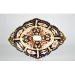 A Royal Crown Derby lozenge dish in the Imari pattern, no 1128 circa 1930, 29cm long.