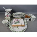 A quantity of Portmeirion Botanical gardens pattern pottery including urn, cake slice, chargers