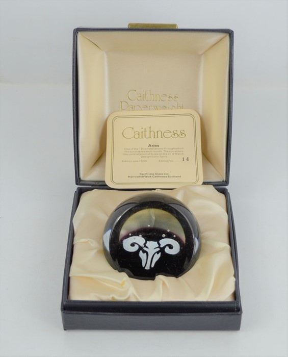 A Caithness limited edition paperweight "Aries" 14/1500 in original box and with certificate