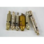 A selection of vintage whistles, to include three The Metropolitain by Hudson & Co, London, a