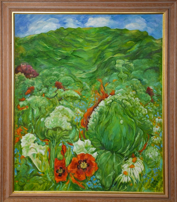 Rosamund Cliffe (20th century): Vegetation, oil on canvas, 89 by 75cm.