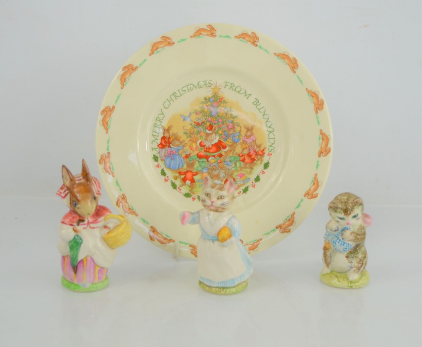 Three Beswick Beatrix Potter figures to include "Miss Moppet" "Mrs Rabbit" and "Tabitha Twitchet"