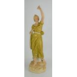 A Royal Dux Bohemia figurine of a female holding a mandolin, 50.5cm