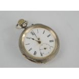 A 19th century silver pocket watch with Roman Numeral dial