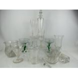 A quantity of Victorian and later glassware to include vase, jug, bottle stoppers and stirrers