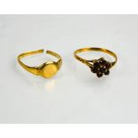 Two 9ct gold rings, 3.4g.
