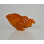 A Chinese natural heitian jade hand carved pheonix cup.