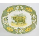 An early 20th century Royal Doulton Burslem yellow and green meat platter with floral border and