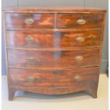 A 19th century mahogany two over three bow fronted chest of drawers, 104cm by 106cm by 53cm